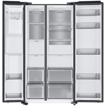 Frigider side by side Samsung RS68A8842B1/EF, 609 l, Full No Frost, Twin Cooling Plus, Conversie Smart 5 in 1, Metal Cooling, Precise cooling, SpaceMax, Compresor Digital Inverter, Dozator apa, Clasa D, H 178 cm, Antracit