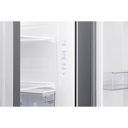 Side By Side Samsung RS64R5302M9/EO, 635 l, Clasa F, Full No Frost, All around cooling, Tehnologie Space Max, Non-Plumbing, Dozator apa, Argintiu