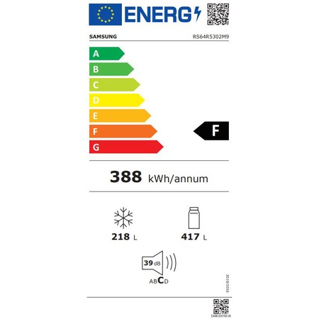 Side By Side Samsung RS64R5302M9/EO, 635 l, Clasa F, Full No Frost, All around cooling, Tehnologie Space Max, Non-Plumbing, Dozator apa, Argintiu