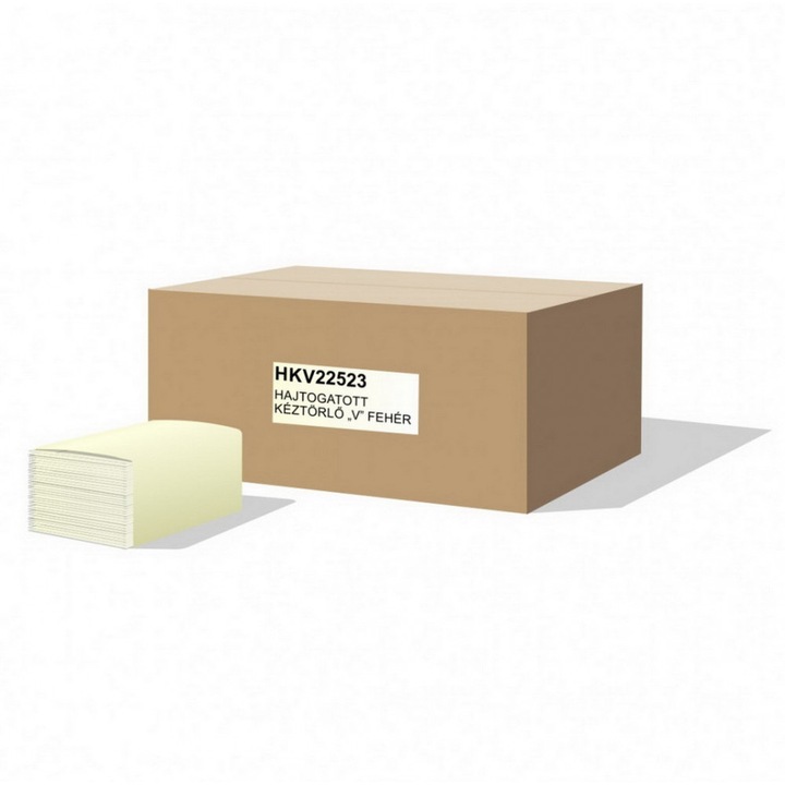 V-образно сгъната кърпа за ръце, 2 слоя, бяла, 25x23cm, 100% целулоза, 20x160 листа/кутия, 36 кутии/палет