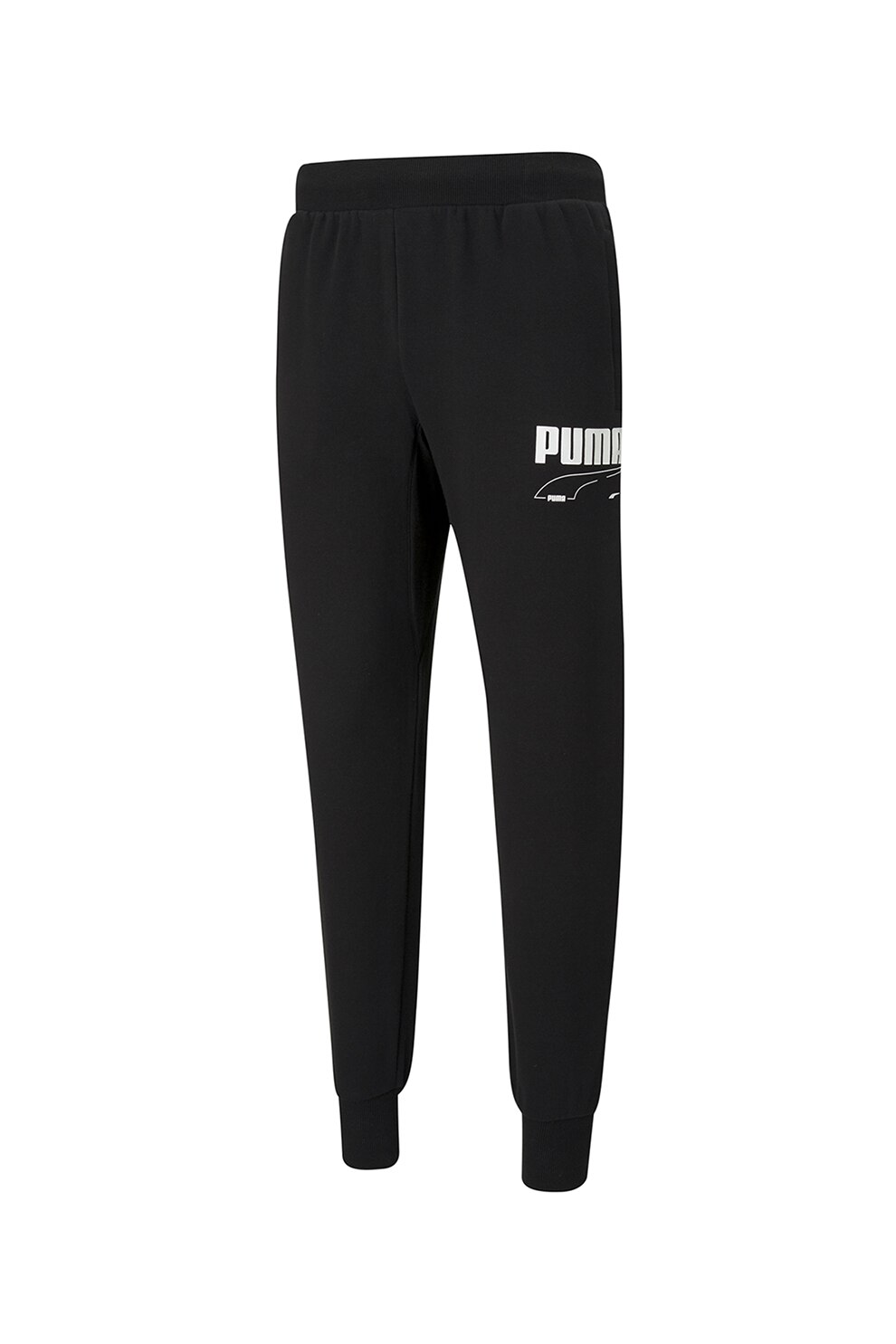 Puma, Pantaloni sport conici cu imprimeu logo Rebel, Negru
