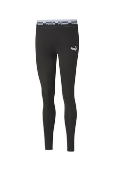 Puma, Colanti tight fit cu banda cu logo in talie Amplified, Negru Puma, Colanti tight fit cu banda cu logo in talie Amplified, Negru