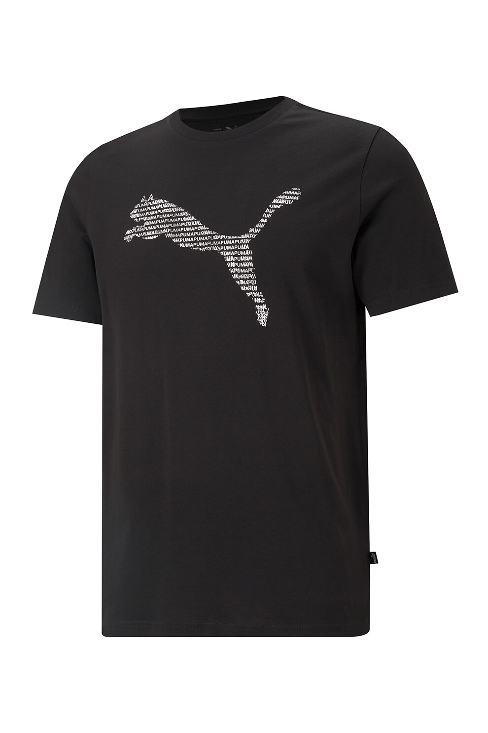 Puma, Tricou cu imprimeu si decolteu la baza gatului, Negru