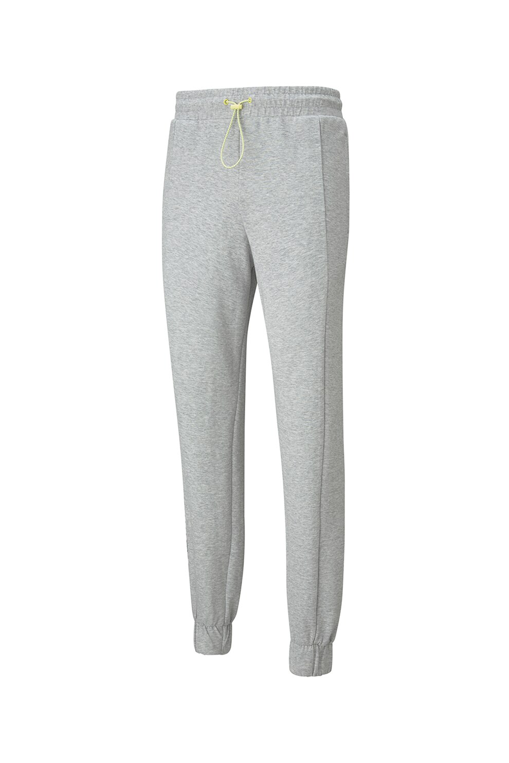 Puma, Pantaloni sport conici cu snur, Gri deschis melange