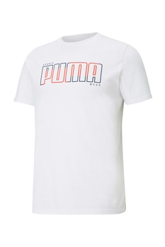 Puma, Tricou cu decolteu la baza gatului si imprimeu logo Athletics, Alb Puma, Tricou cu decolteu la baza gatului si imprimeu logo Athletics, Alb