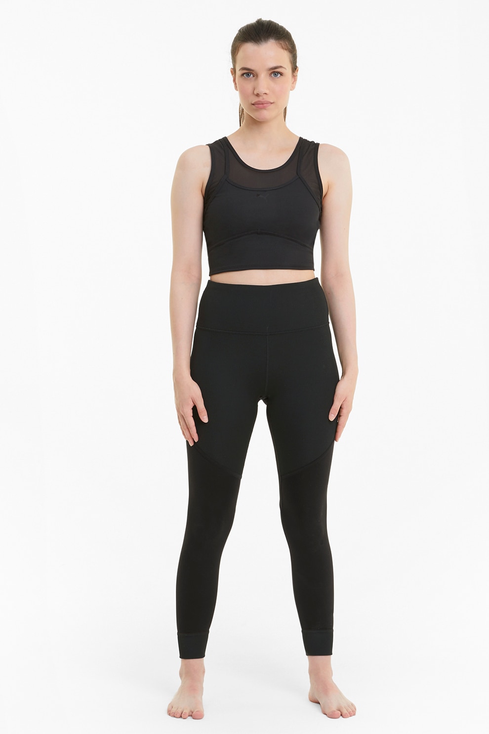 Puma, Colanti cu talie inalta si buzunar ascuns, pentru yoga Studio, Negru