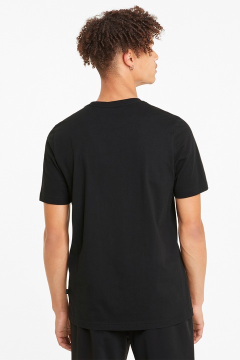 Puma, Tricou de bumbac cu imprimeu logo Essential, Negru/Alb, 3XL
