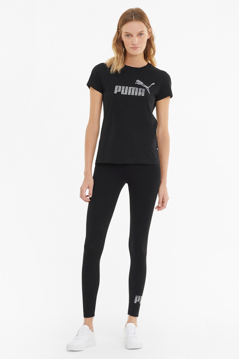 Puma, Colanti cu detaliu logo Ess, Negru/Argintiu