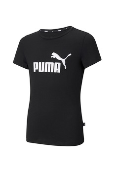 Puma, Tricou din bumbac cu logo Essentials, Negru/Alb Puma, Tricou din bumbac cu logo Essentials, Negru/Alb