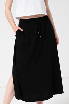 Puma, Fusta midi cu snur in talie, Negru Puma, Fusta midi cu snur in talie, Negru