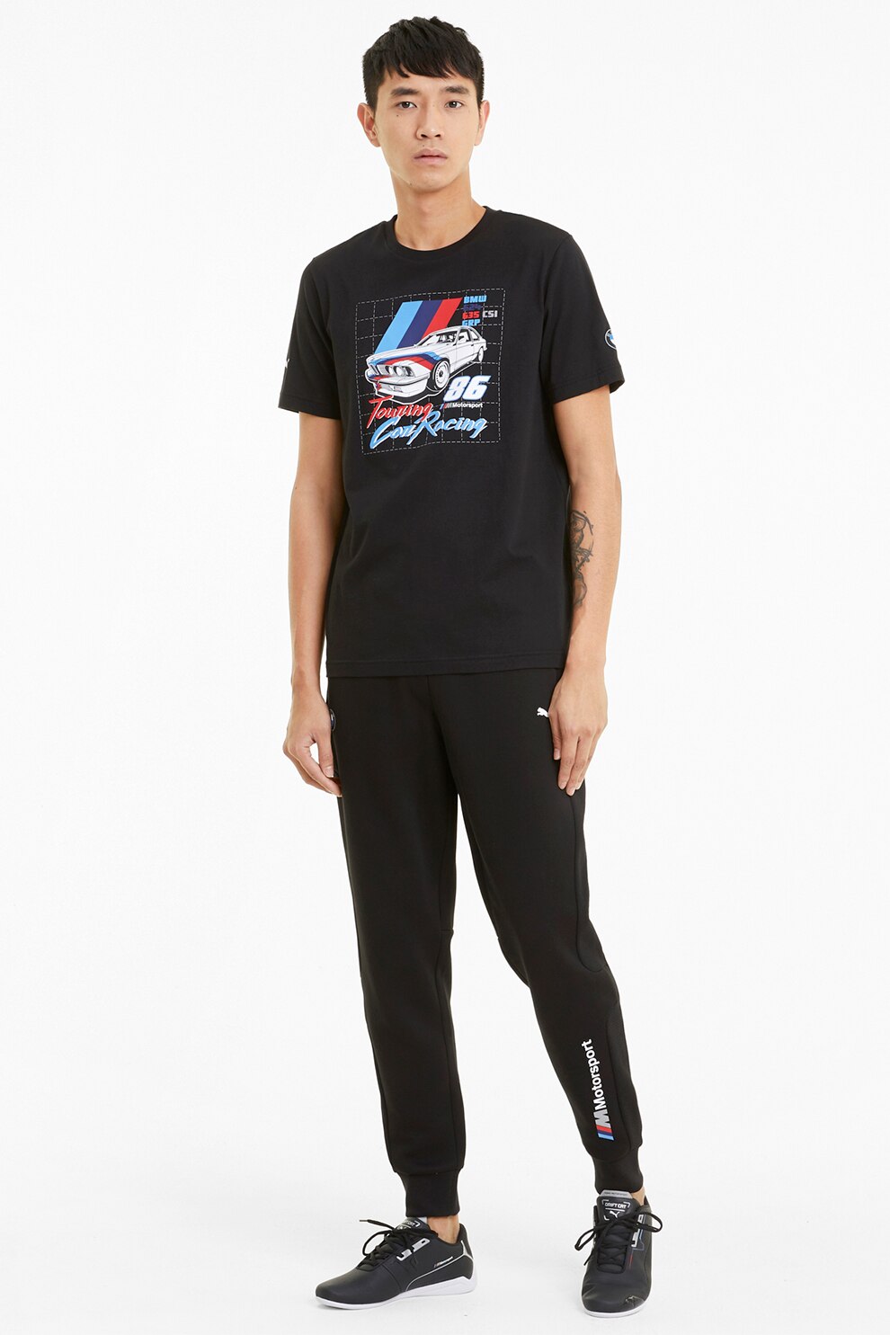 Puma, Tricou cu imprimeu Bmw, Negru/Rosu/Albastru