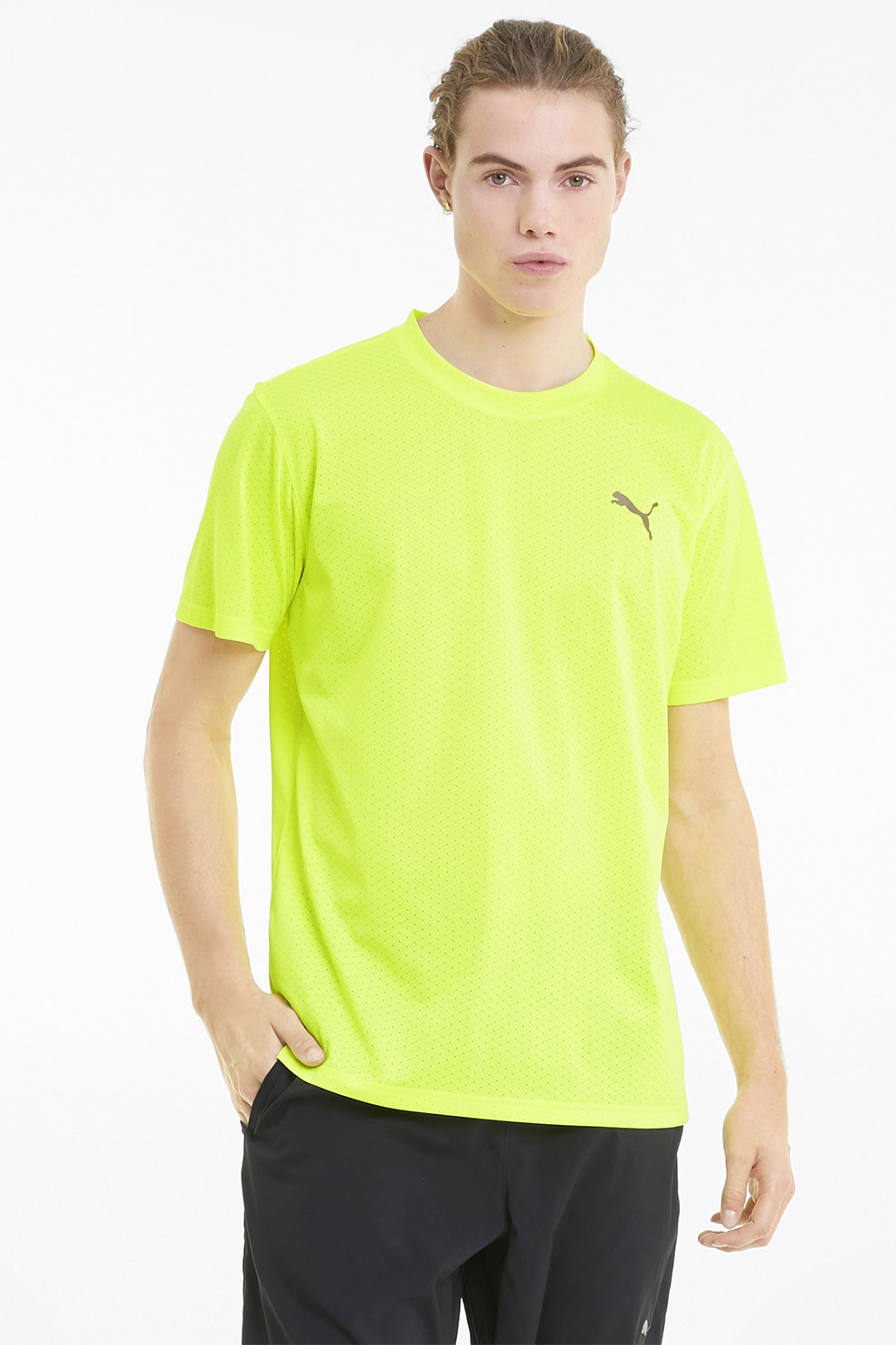 Puma, Tricou cu imprimeu logo pentru antrenament DryCELL Blaster, Galben neon