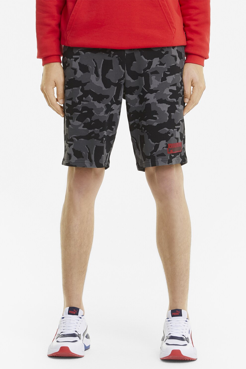 Puma, Bermude sport Core Camo Aop, Negru/ Maro taupe