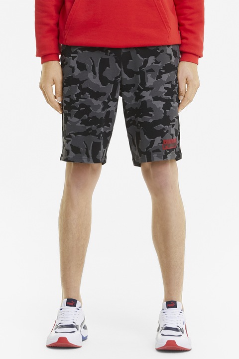 Puma, Bermude sport Core Camo Aop, Negru/Maro taupe, 2XL