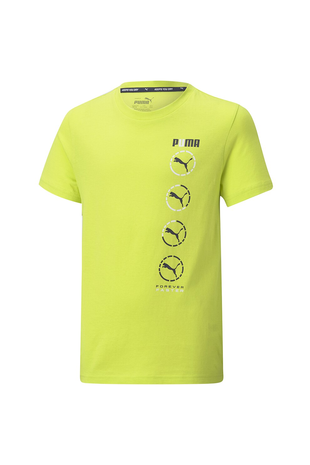 Puma, Tricou cu model grafic si tehnologie dryCELL Active Sports, Galben/Negru, 116 CM
