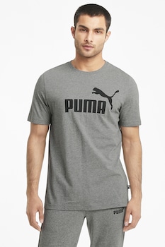 Puma - Памучна тениска Essential с лого, Тъмносив/Черен