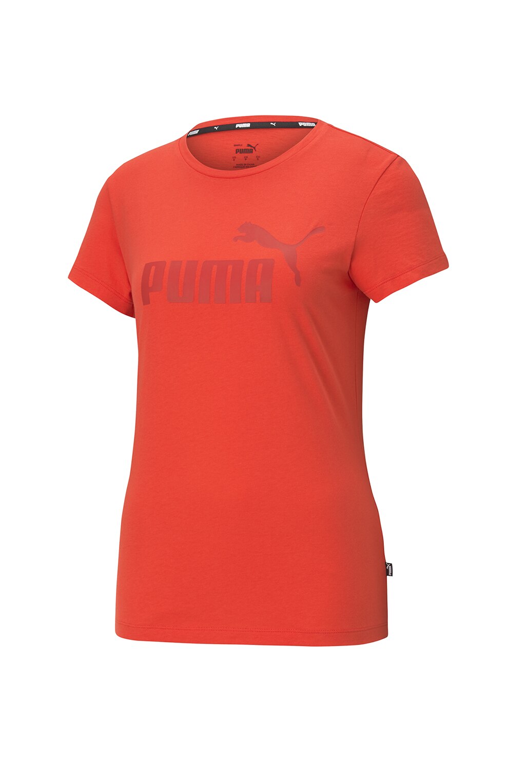 Puma, Tricou din bumbac cu logo Essentials, Rosu vermilion