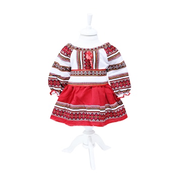 Costum popular, alb-rosu, 3 piese, bluza, fusta, brau, pentru fetite REC5, 9-12 luni Costum popular, alb-rosu, 3 piese, bluza, fusta, brau, pentru fetite REC5, 9-12 luni