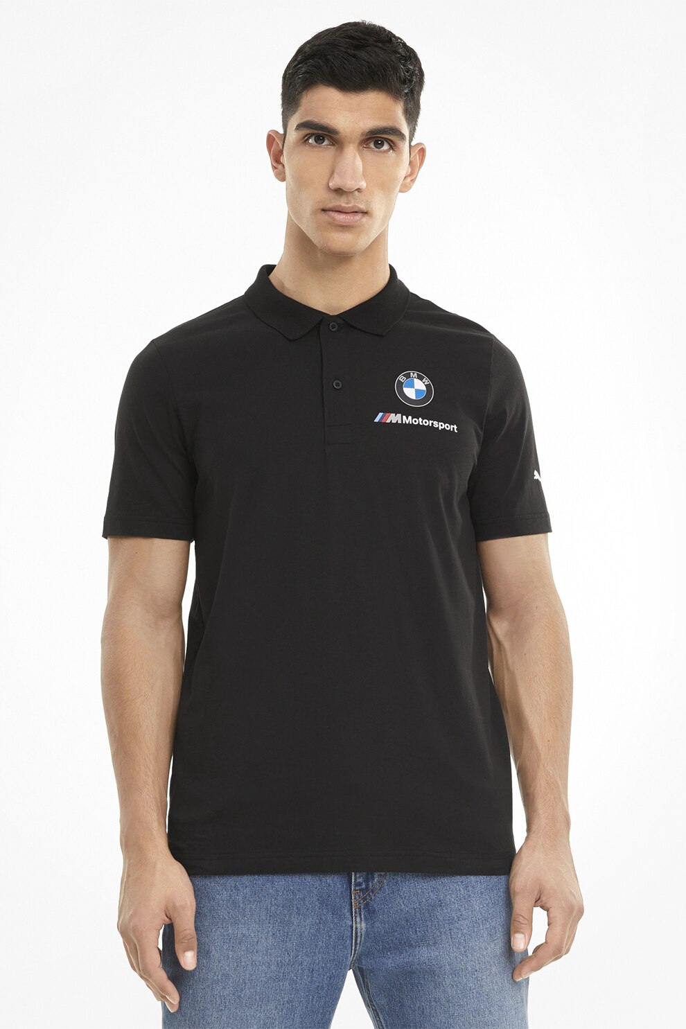 Puma, Tricou polo cu imprimeu, Negru/Albastru