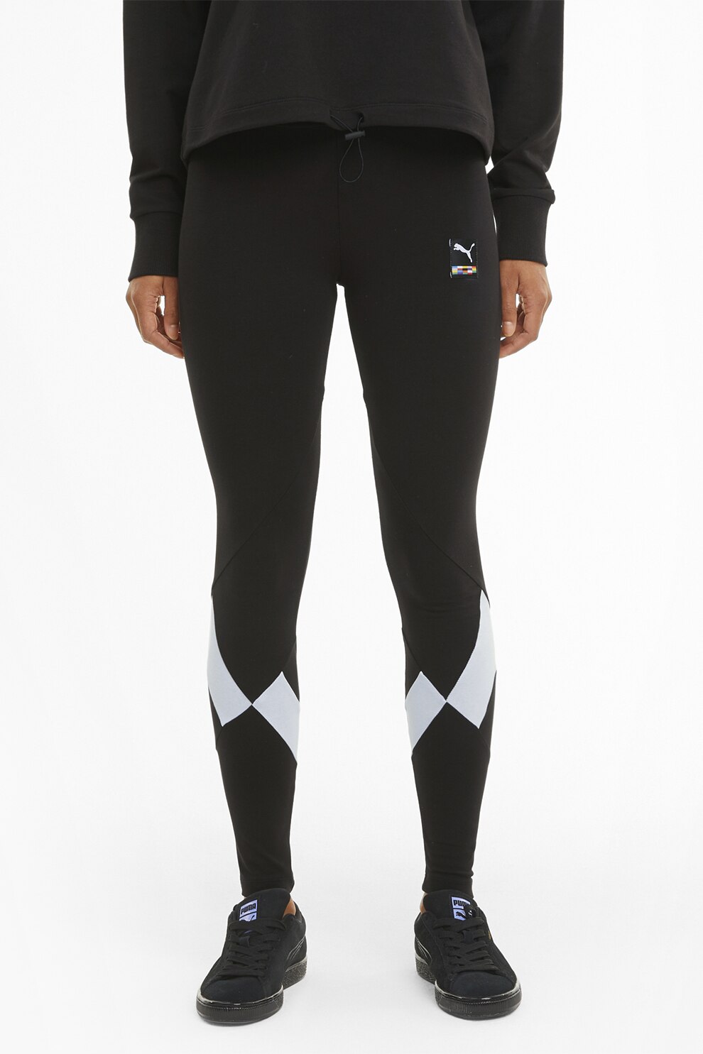 Puma, Colanti cu talie inalta, Negru/Alb, XS