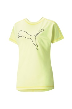 Puma, Tricou cu imprimeu logo si tehnologie DryCELL, pentru antrenament, galben pal Puma, Tricou cu imprimeu logo si tehnologie DryCELL, pentru antrenament, galben pal