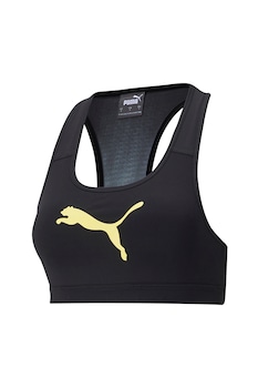 Puma, Bustiera cu sustinere medie si logo, pentru fitness, Negru Puma, Bustiera cu sustinere medie si logo, pentru fitness, Negru