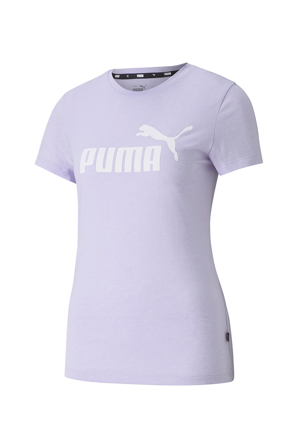 Puma, Tricou cu decolteu la baza gatului si logo Essentials, Lila