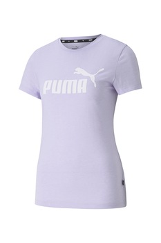 Puma, Tricou cu decolteu la baza gatului si logo Essentials, Lila Puma, Tricou cu decolteu la baza gatului si logo Essentials, Lila