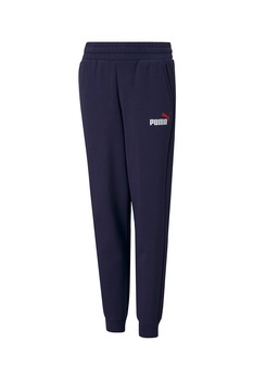 Puma, Pantaloni sport, baieti, cu logo, Essentials +2 Colour, Bleumarin
