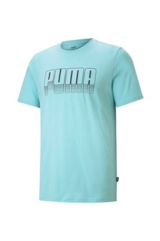 Puma, Tricou de bumbac cu logo, Albastru aqua Puma, Tricou de bumbac cu logo, Albastru aqua