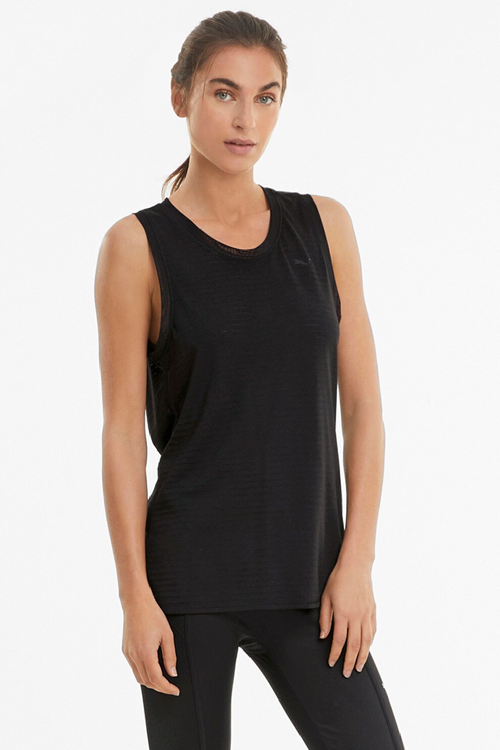 Puma, Top cu decupaj pe partea din spate, pentru yoga Studio Burnout, Negru