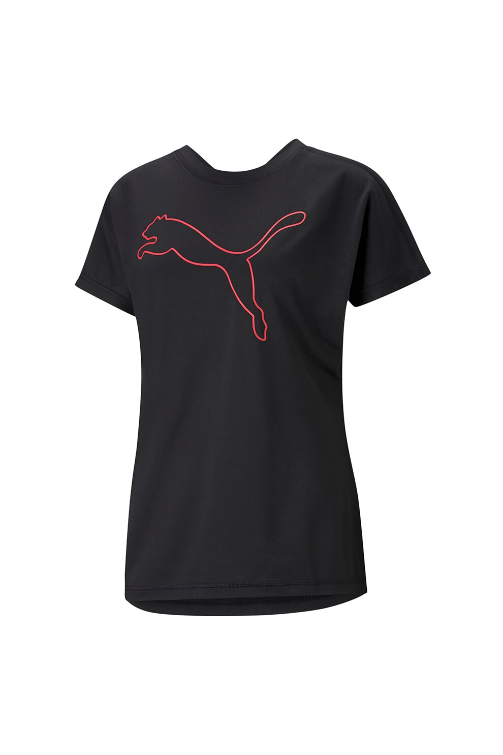 Puma, Tricou cu imprimeu logo si tehnologie DryCELL, pentru antrenament, Negru/Oranj mandarina