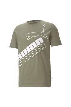 Puma, Tricou cu decolteu la baza gatului si imprimeu logo supradimensionat, Verde militar Puma, Tricou cu decolteu la baza gatului si imprimeu logo supradimensionat, Verde militar