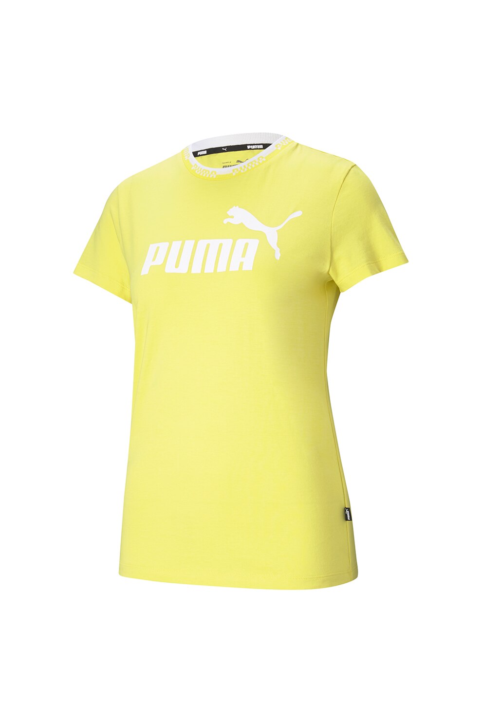 Puma, Tricou cu decolteu la baza gatului si imprimeu logo Amplified, Galben