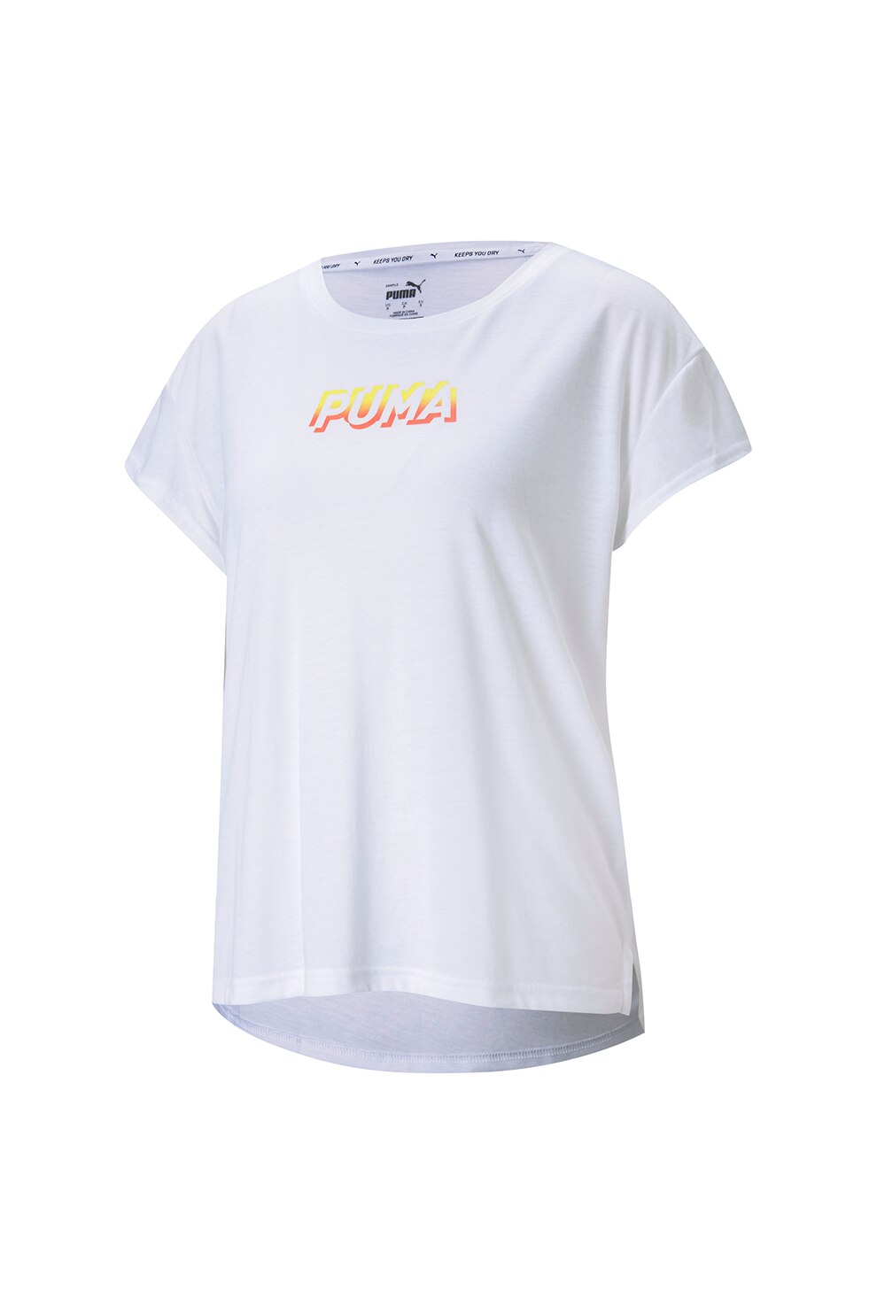 Puma, Tricou din amestec de modal cu imprimeu logo si decolteu la baza gatului Modern, Alb