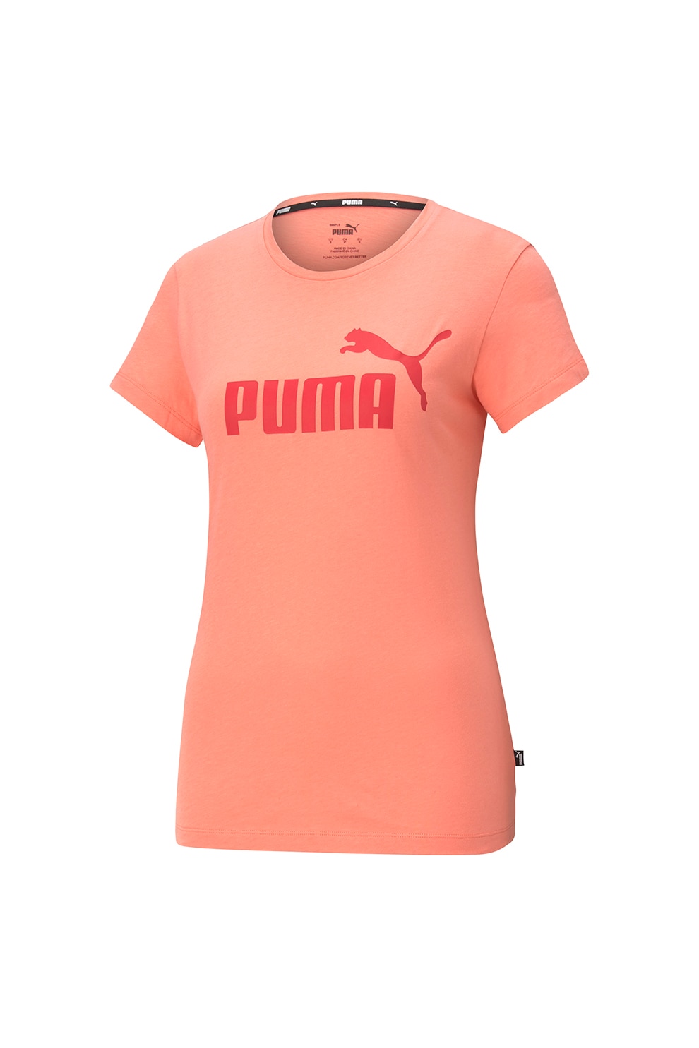Puma, Tricou din bumbac cu logo Essentials, Roz somon