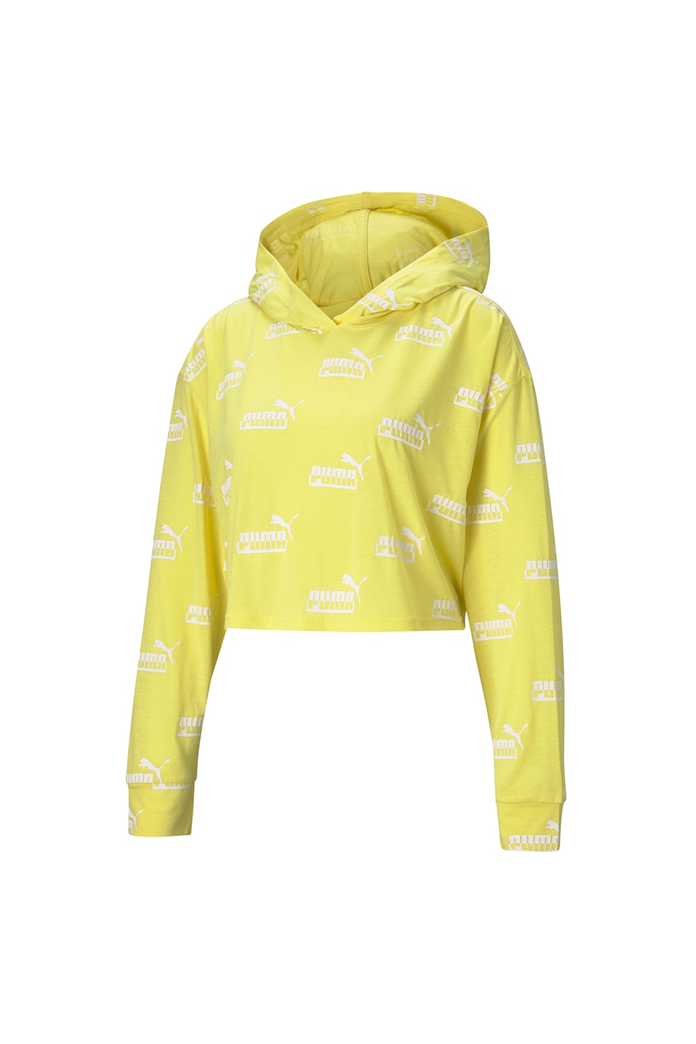 Puma, Hanorac crop cu model logo Amplified, Galben, 3XS