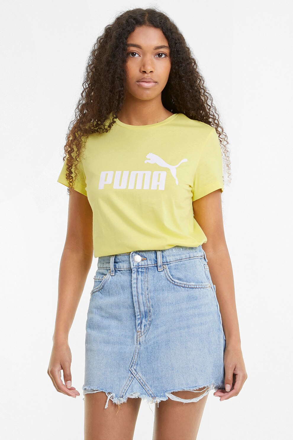 Puma, Tricou din bumbac cu logo Essentials, Galben