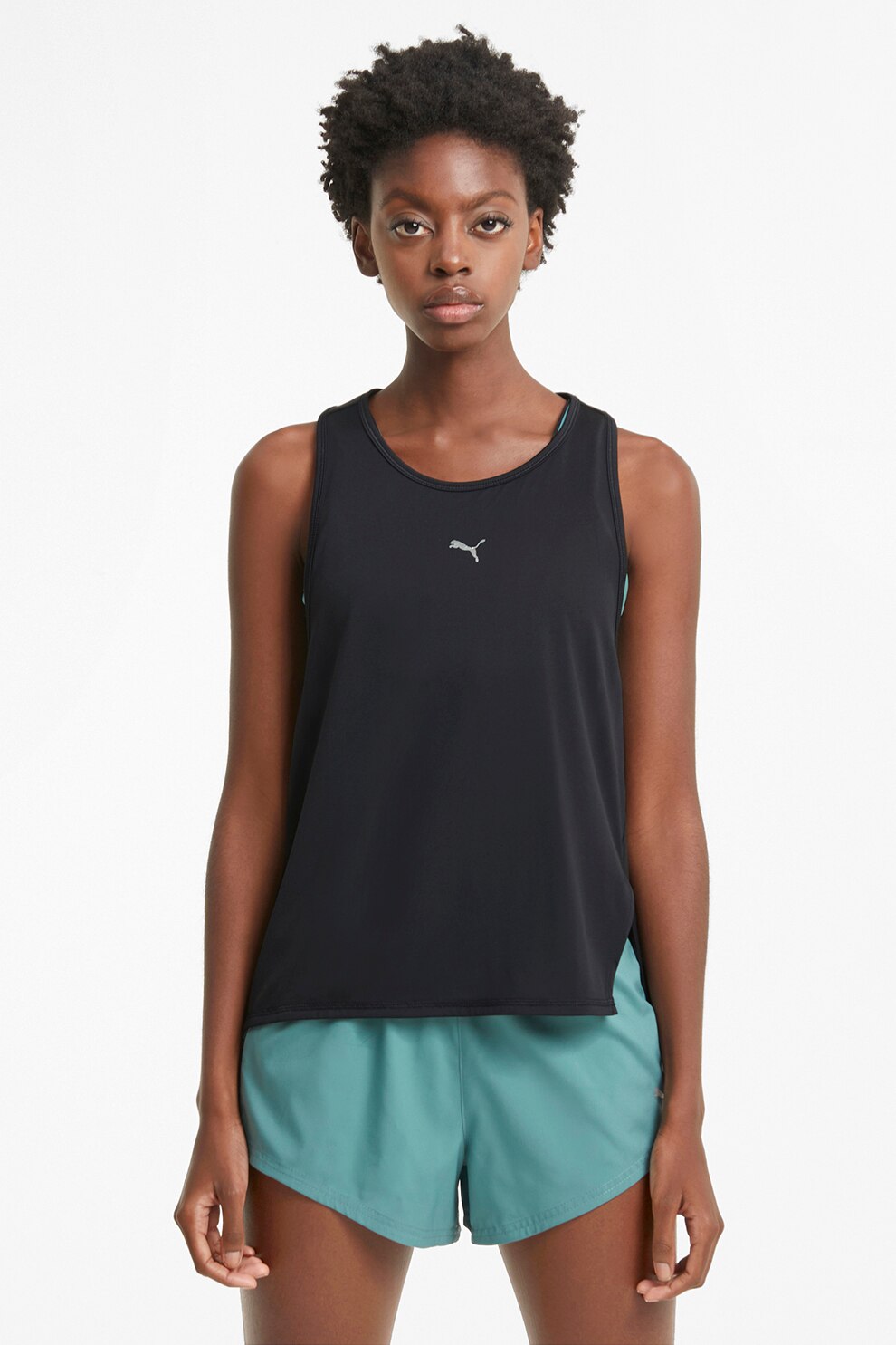 Puma, Top cu spate decupat, pentru alergare, Negru
