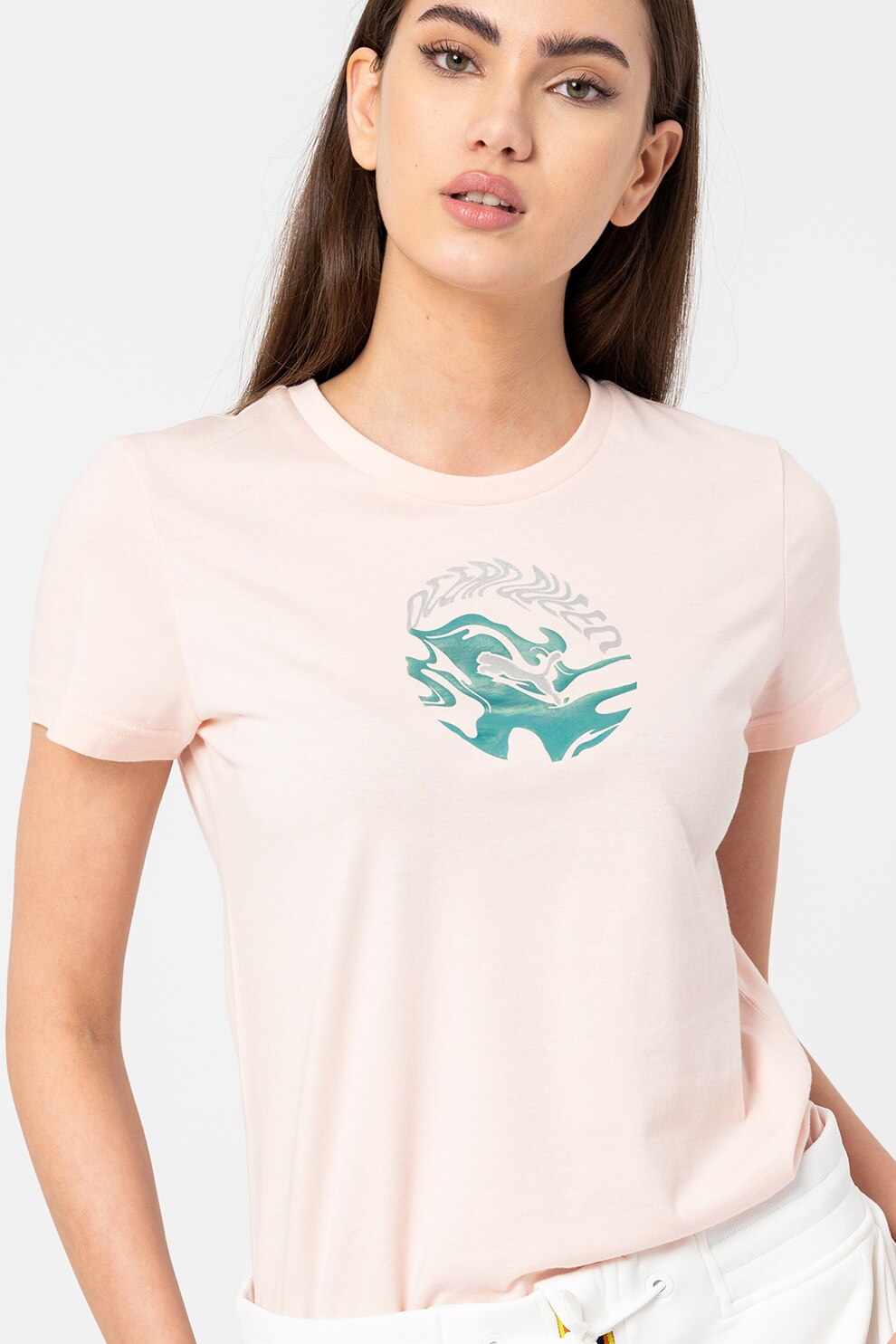 Puma, Tricou cu imprimeu cauciucat, Piersica