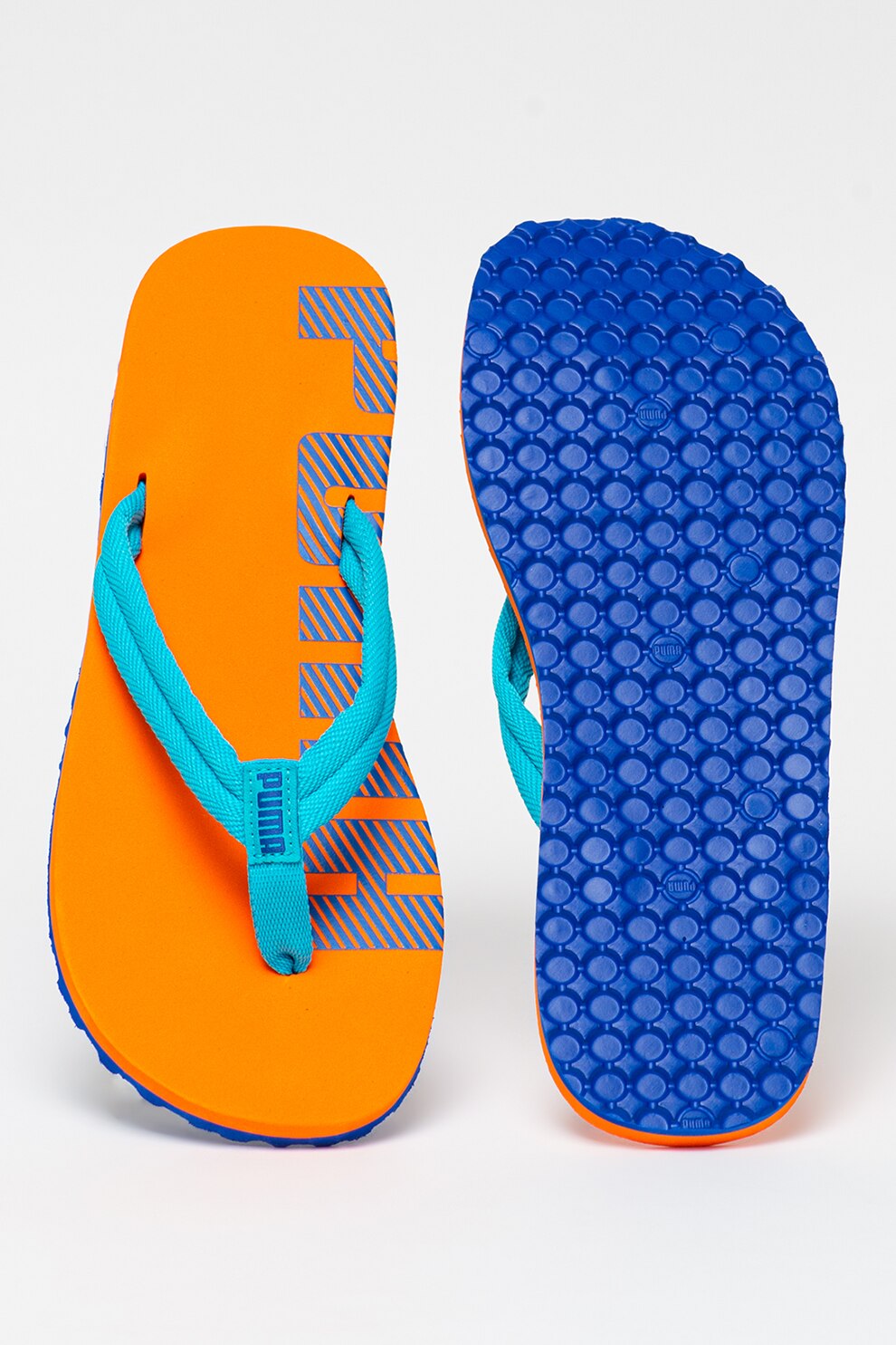 blue puma flip flops