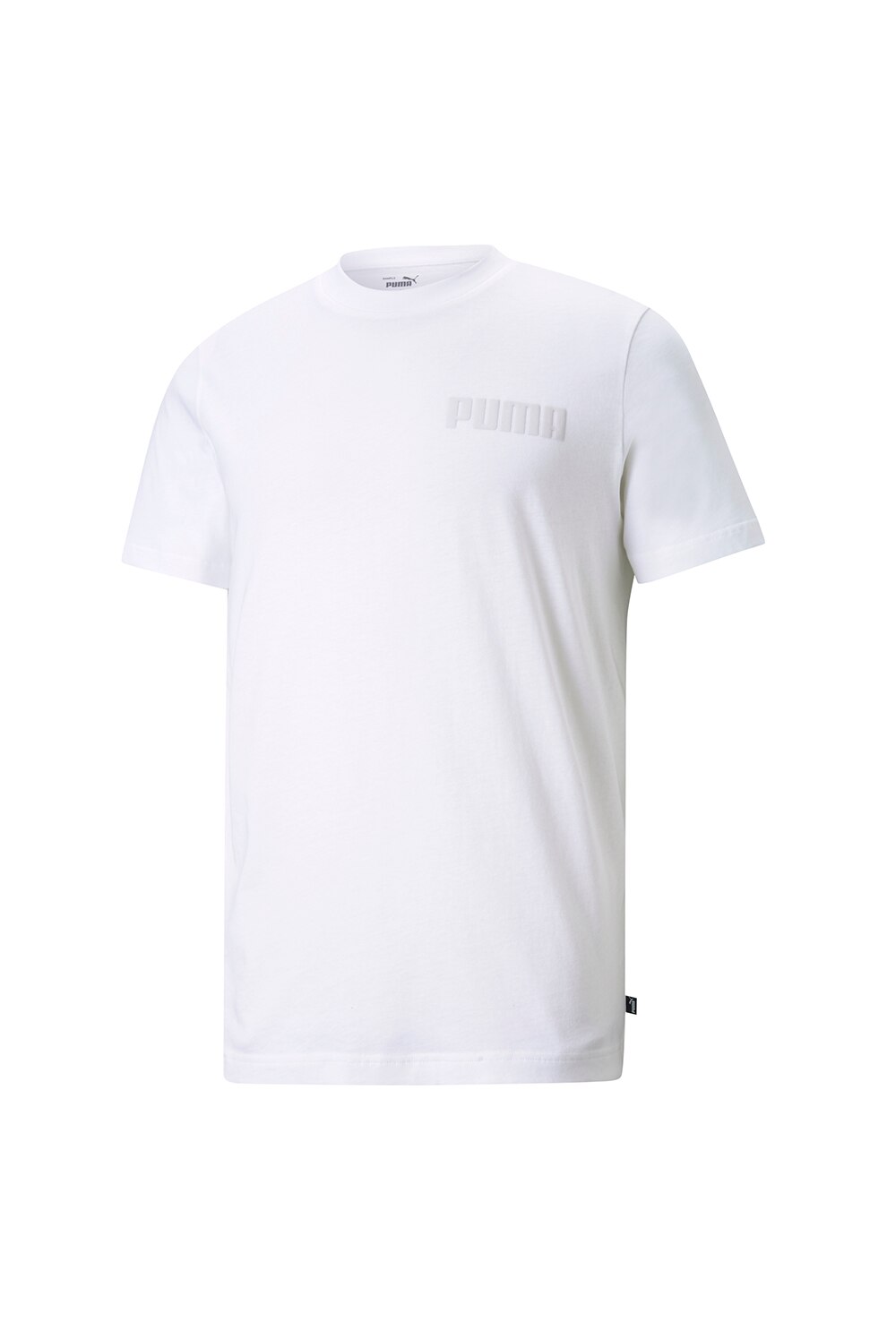 Puma, Tricou din bumbac cu decolteu la baza gatului Modern Basics, Alb