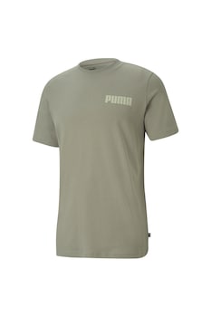 Puma, Tricou din bumbac cu decolteu la baza gatului Modern Basics, Verde militar