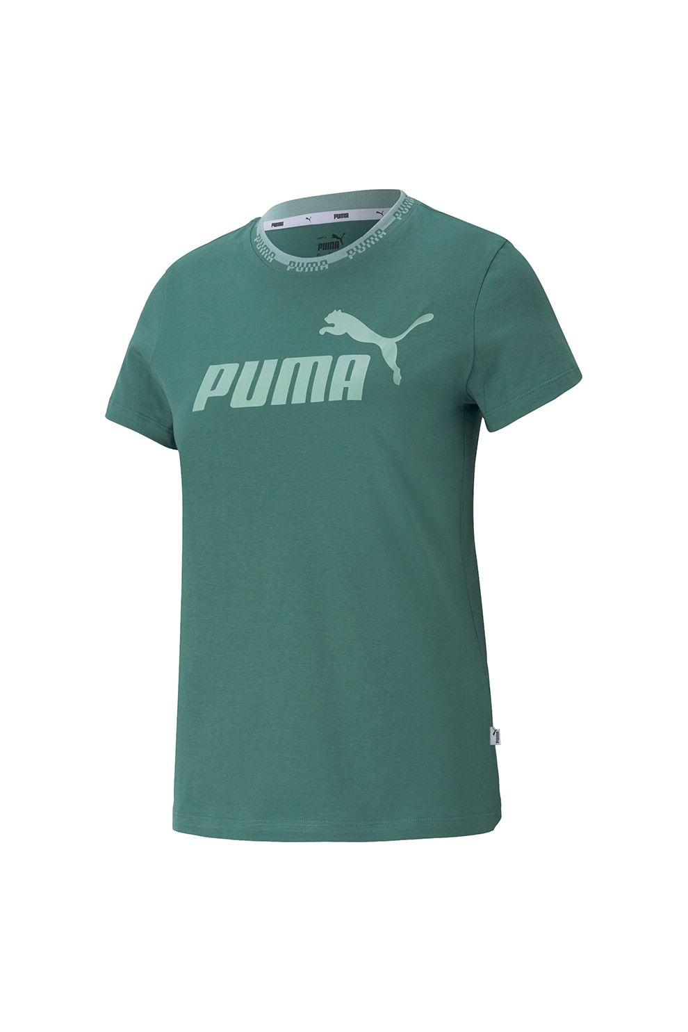 Puma, Tricou cu decolteu la baza gatului si imprimeu logo Amplified, Verde persan