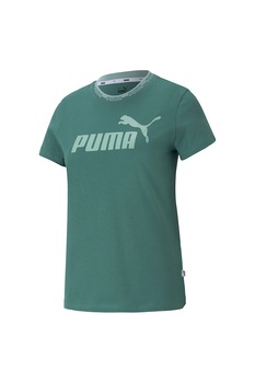 Puma, Tricou cu decolteu la baza gatului si imprimeu logo Amplified, Verde persan
