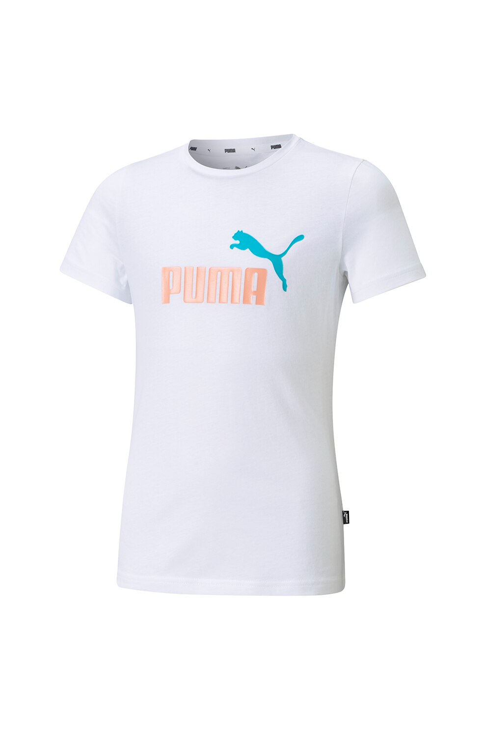 Puma, Tricou cu decolteu la baza gatului si logo Essentials, Alb