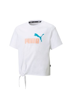 Puma, Tricou cu detaliu innodat ESS+, Alb, 152 CM Puma, Tricou cu detaliu innodat ESS+, Alb, 152 CM