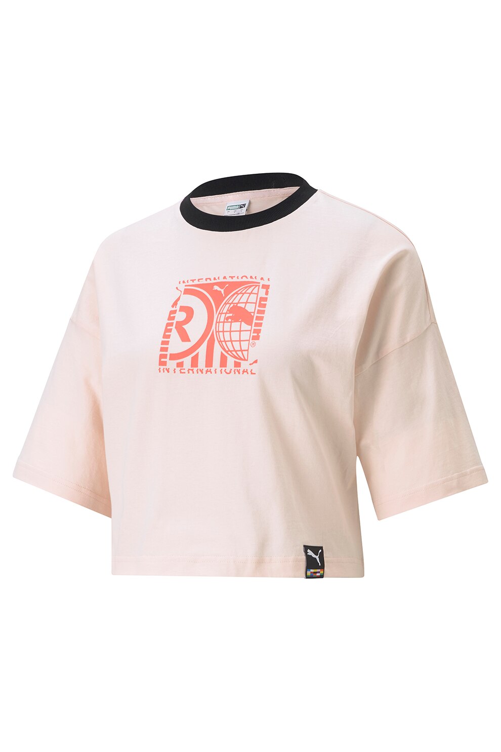 Puma, Tricou crop cu imprimeu, Piersica