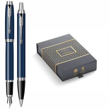 Set Stilou Pix Parker IM Royal Matte Blue CT Personalizat prin Gravura Laser in Cutie Duo Parker Set Stilou Pix Parker IM Royal Matte Blue CT Personalizat prin Gravura Laser in Cutie Duo Parker