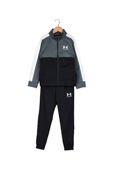 Under Armour, Trening cu fermoar si detalii logo, pentru antrenament, Negru/Gri Under Armour, Trening cu fermoar si detalii logo, pentru antrenament, Negru/Gri